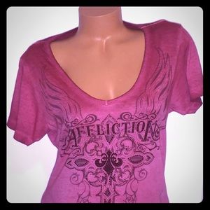 AFFLICTION~The Buckle~Crystal~washed  Top~NWT~SzL